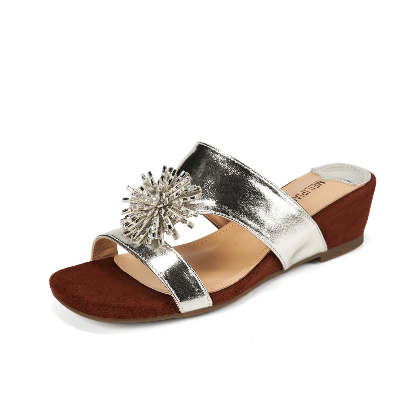 2026 Summer New Wedge Sandals Rhinestone Fireworks Soft Sole Anti-Slip One-Band Women's Sandals Fairy Style - Image 5