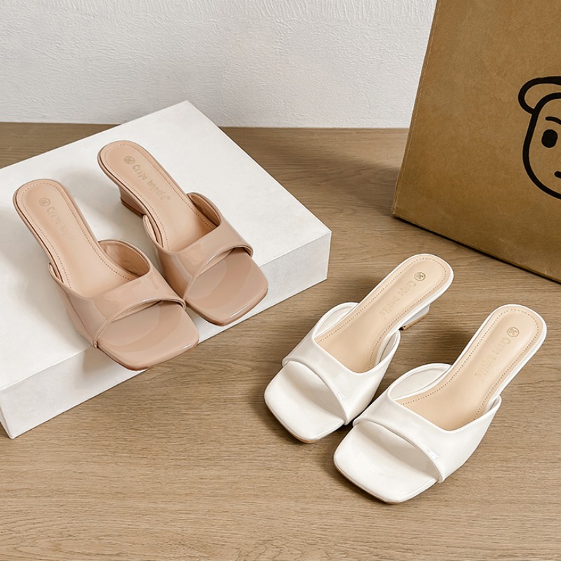 Crape Myrtle Summer New French Style 5cm Wedge Heel Open Toe Slippers for Women