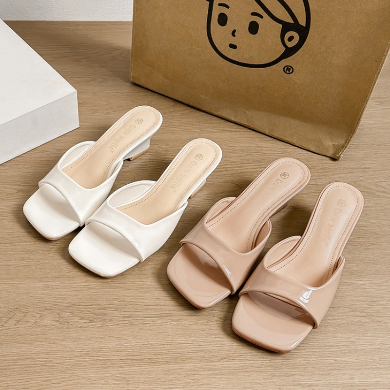 Crape Myrtle Summer New French Style 5cm Wedge Heel Open Toe Slippers for Women - Image 3