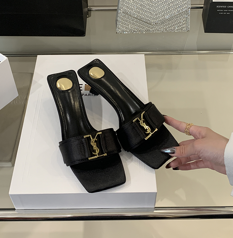 Elegant Thin Heel Toe Strap Slippers for Women Black 2025 New Summer Sexy High Heels - Image 3