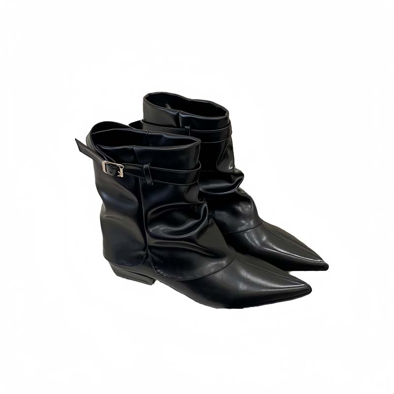 European Pointed Toe Ankle Boots Women 2025 Autumn Buckle Western Boots Low Heel Fashion Boots - Image 5