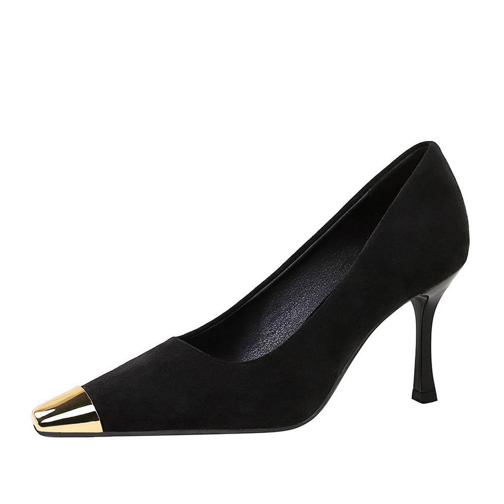 French Style Classic Leopard Print Black Pointed Toe Kitten Heel Suede Women's Shoes - Image 5