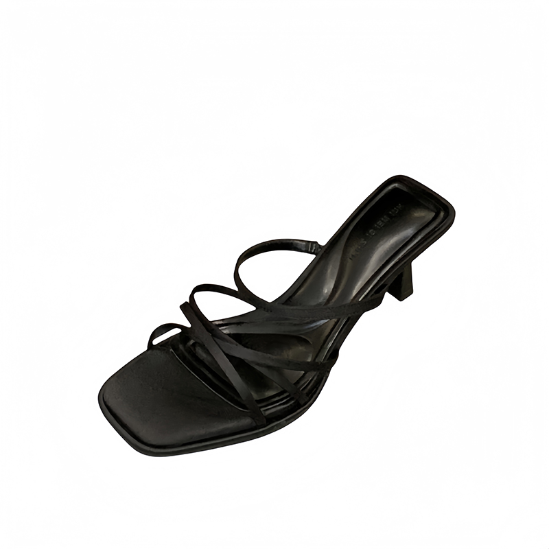 Niche French Style Open Toe Slippers Women's Shoes 2025 Summer New Square Toe Thin Heel Sandals - Image 5