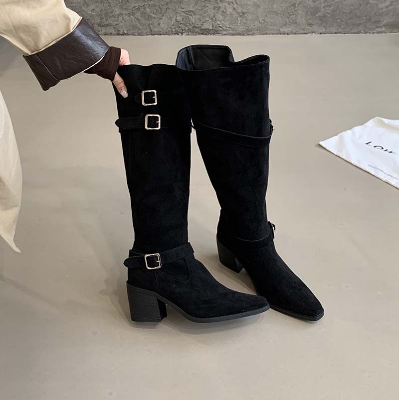 Over Knee Boots Women Chunky Heel Tall Boots 2025 Autumn Winter Thigh High French Heel Folded Stacked Boots - Image 4