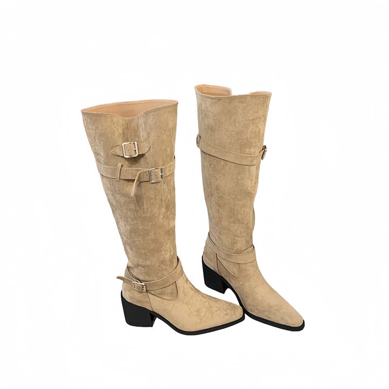 Over Knee Boots Women Chunky Heel Tall Boots 2025 Autumn Winter Thigh High French Heel Folded Stacked Boots - Image 5