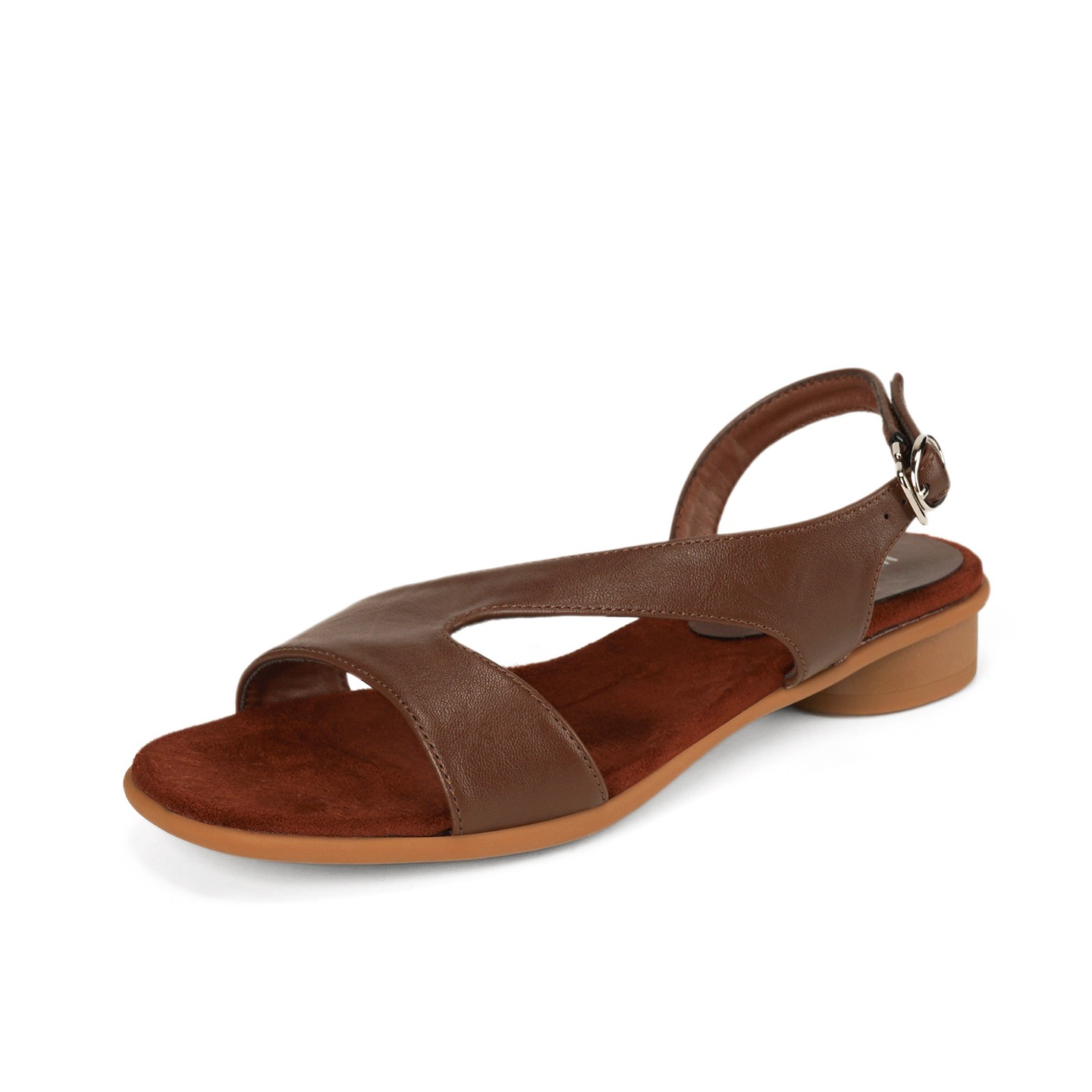 Summer New Retro Soft Leather Square Toe Open Toe Strappy Sandals Women's Design Chunky Heel Roman Flat Sandals - Image 5